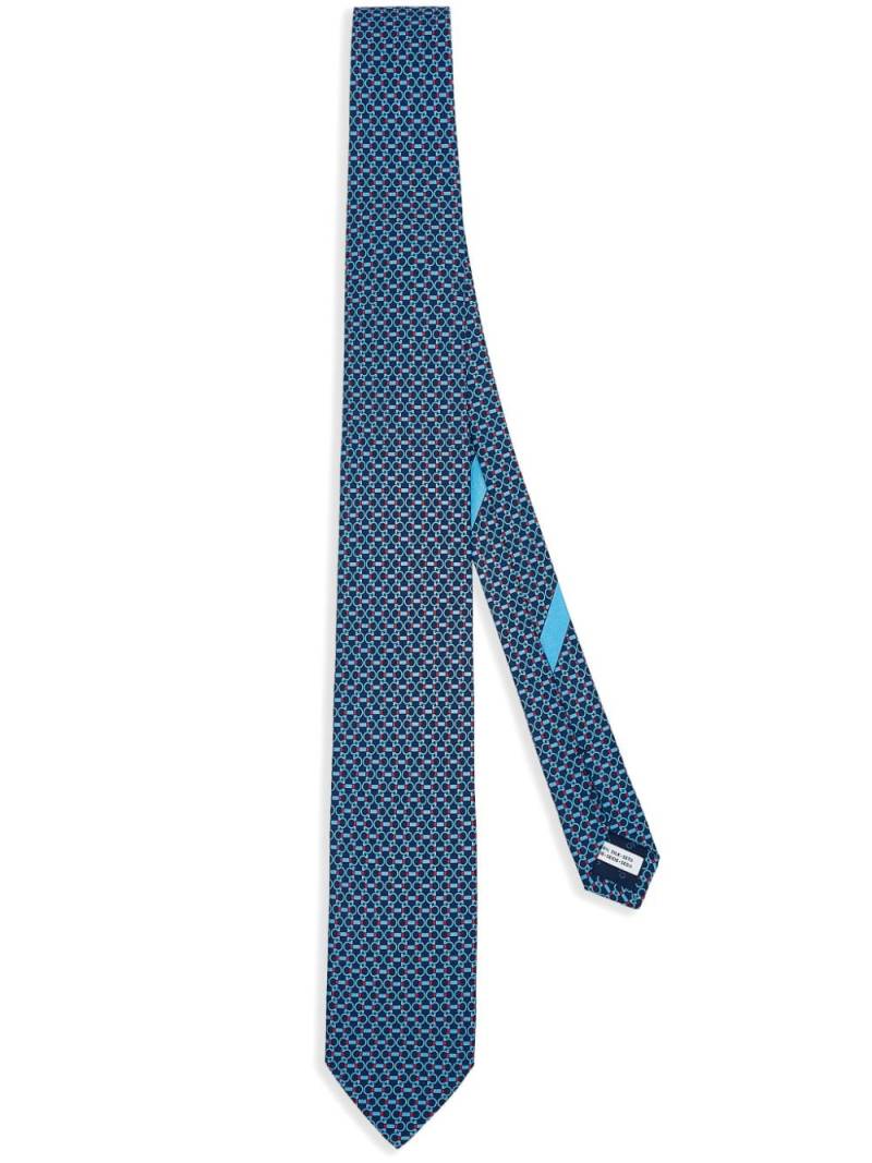 Ferragamo Gancini-print silk tie - Blue von Ferragamo