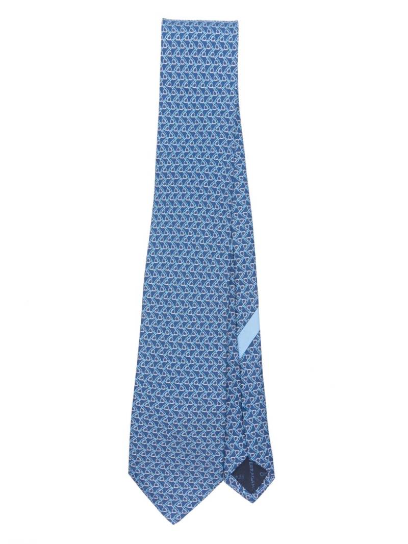 Ferragamo Gancini-print silk tie - Blue von Ferragamo