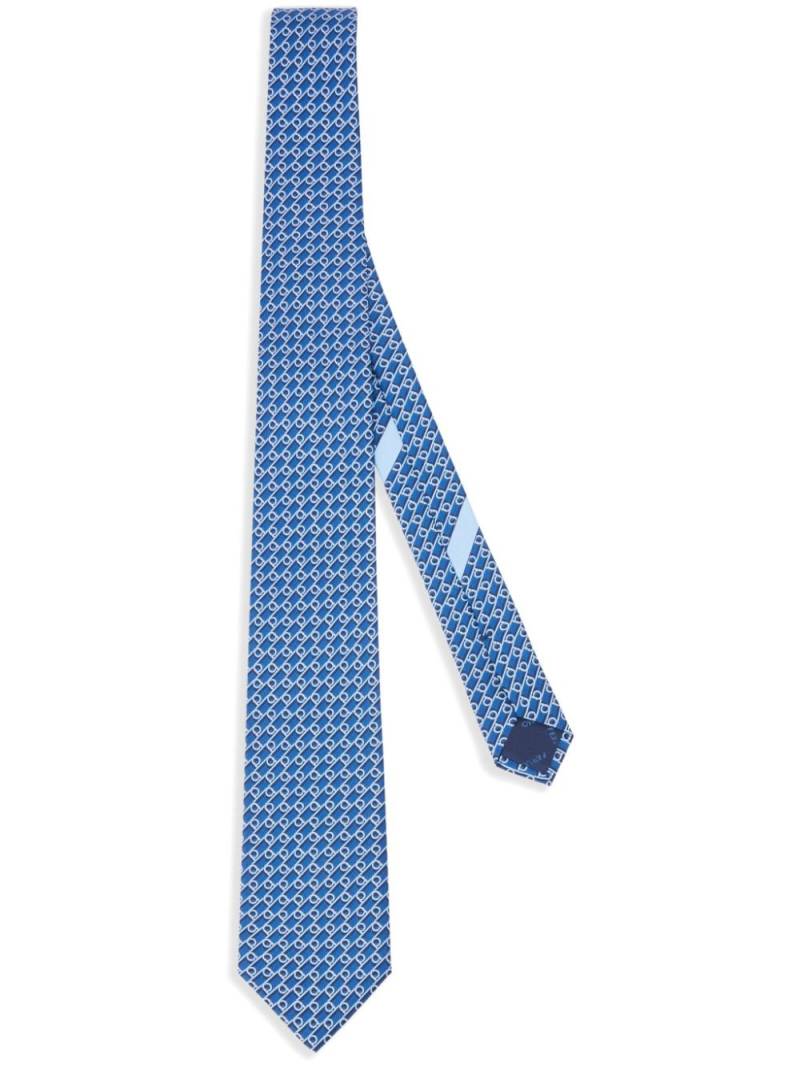 Ferragamo Gancini-print silk tie - Blue von Ferragamo