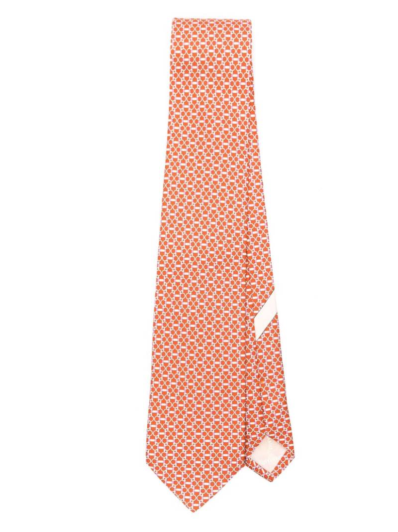 Ferragamo Gancini-print silk tie - Orange von Ferragamo