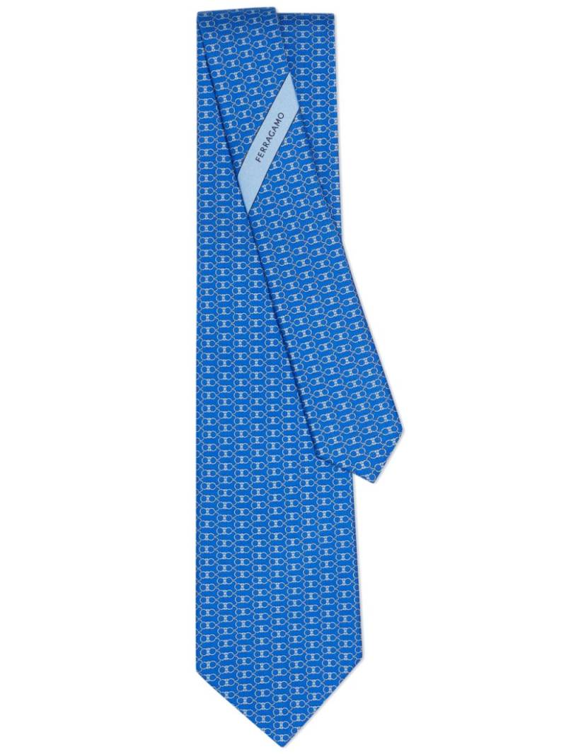 Ferragamo Gancini print tie - Blue von Ferragamo