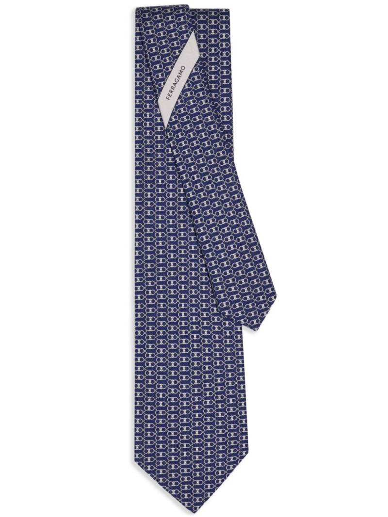 Ferragamo Gancini print tie - Blue von Ferragamo