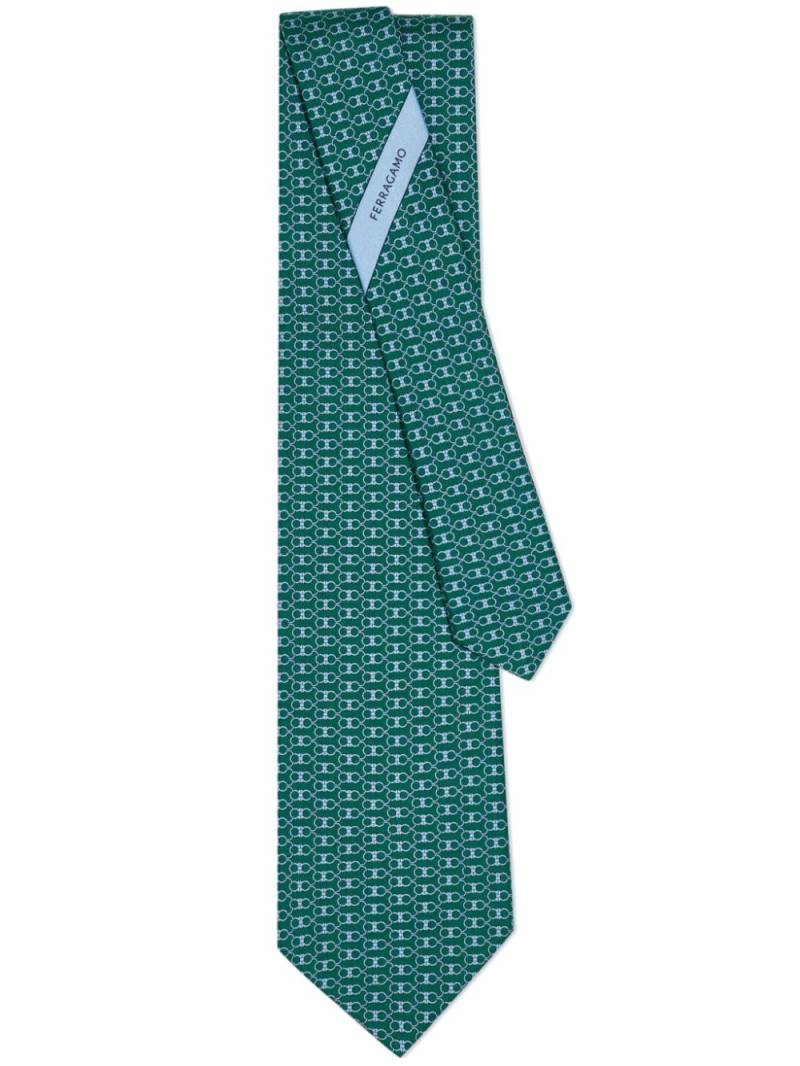 Ferragamo Gancini print tie - Green von Ferragamo