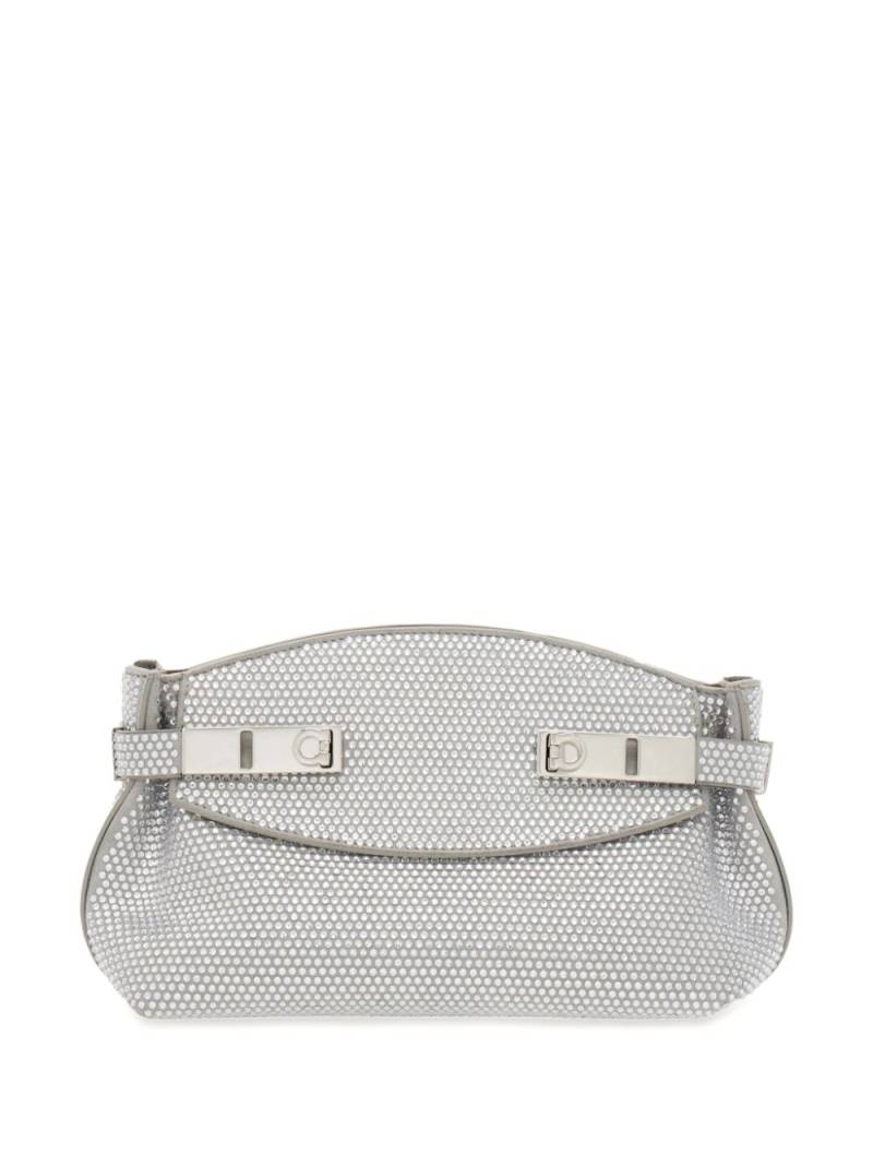 Ferragamo Hug crystal-embellished clutch bag - Grey von Ferragamo