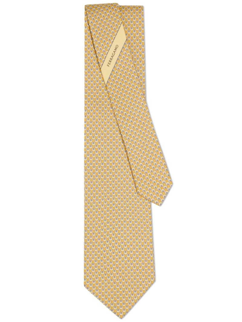 Ferragamo Owl print tie - Yellow von Ferragamo