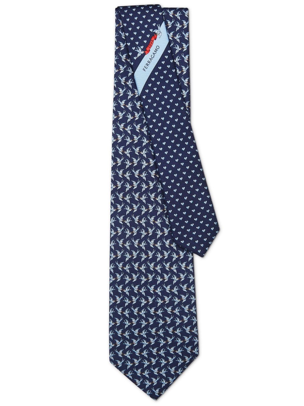 Ferragamo Sparrow-print silk tie - Blue von Ferragamo