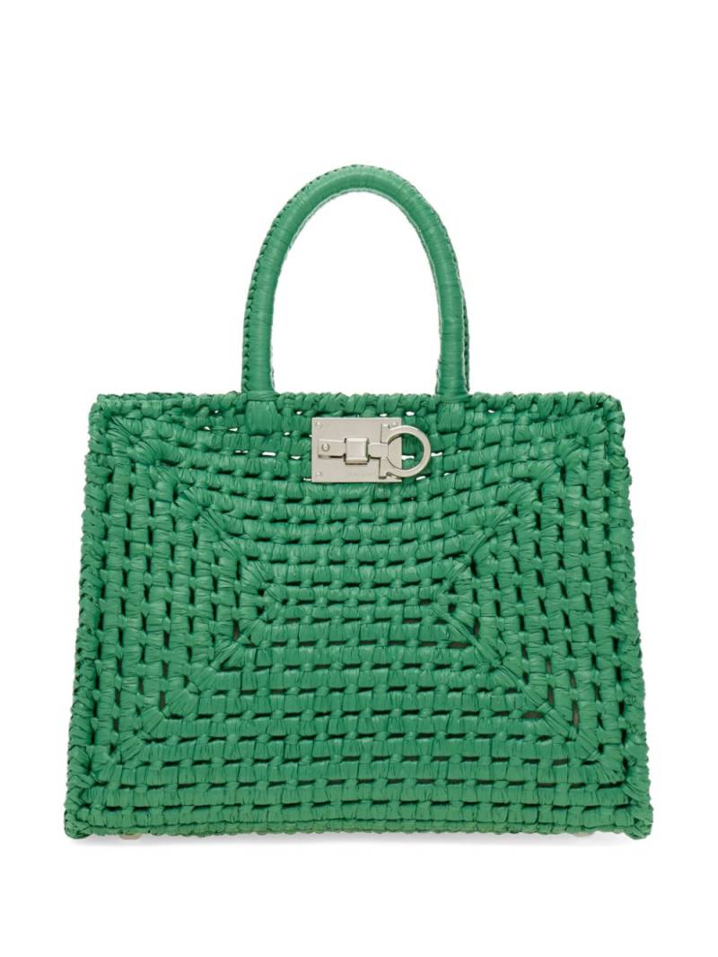 Ferragamo Studio raffia tote bag - Green von Ferragamo