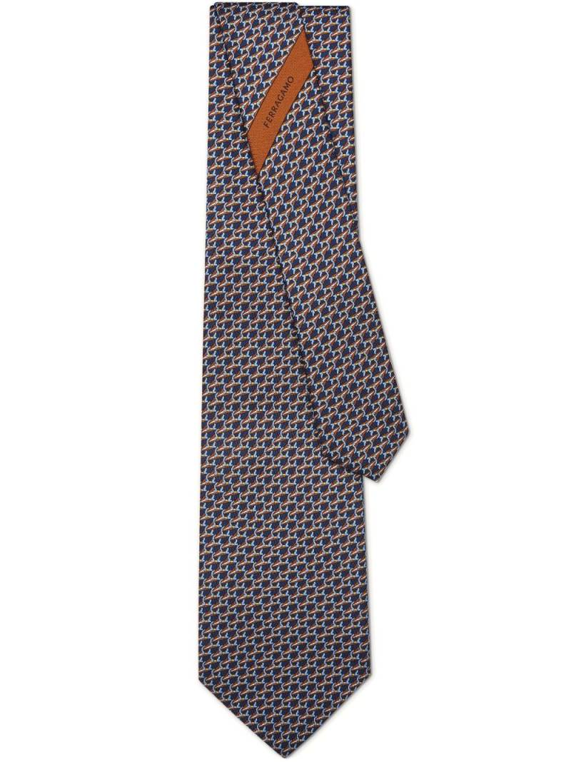 Ferragamo Sun-print silk tie - Blue von Ferragamo