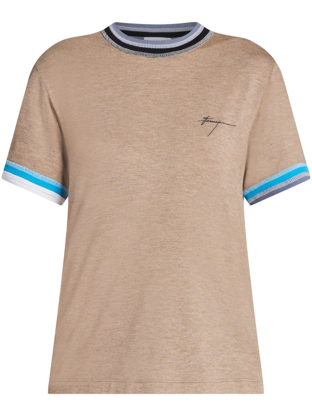 Ferragamo T-shirt with contrasting trim - Neutrals von Ferragamo