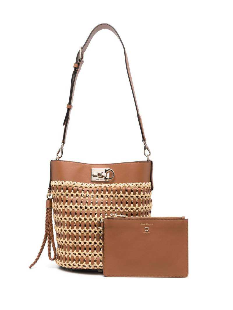 Ferragamo Trifolio raffia tote bag - Brown von Ferragamo