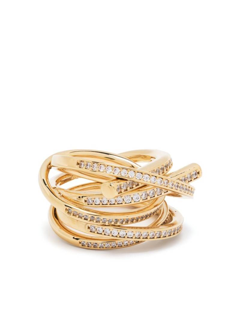 Ferragamo all-over crystal-embellished ring - Gold von Ferragamo