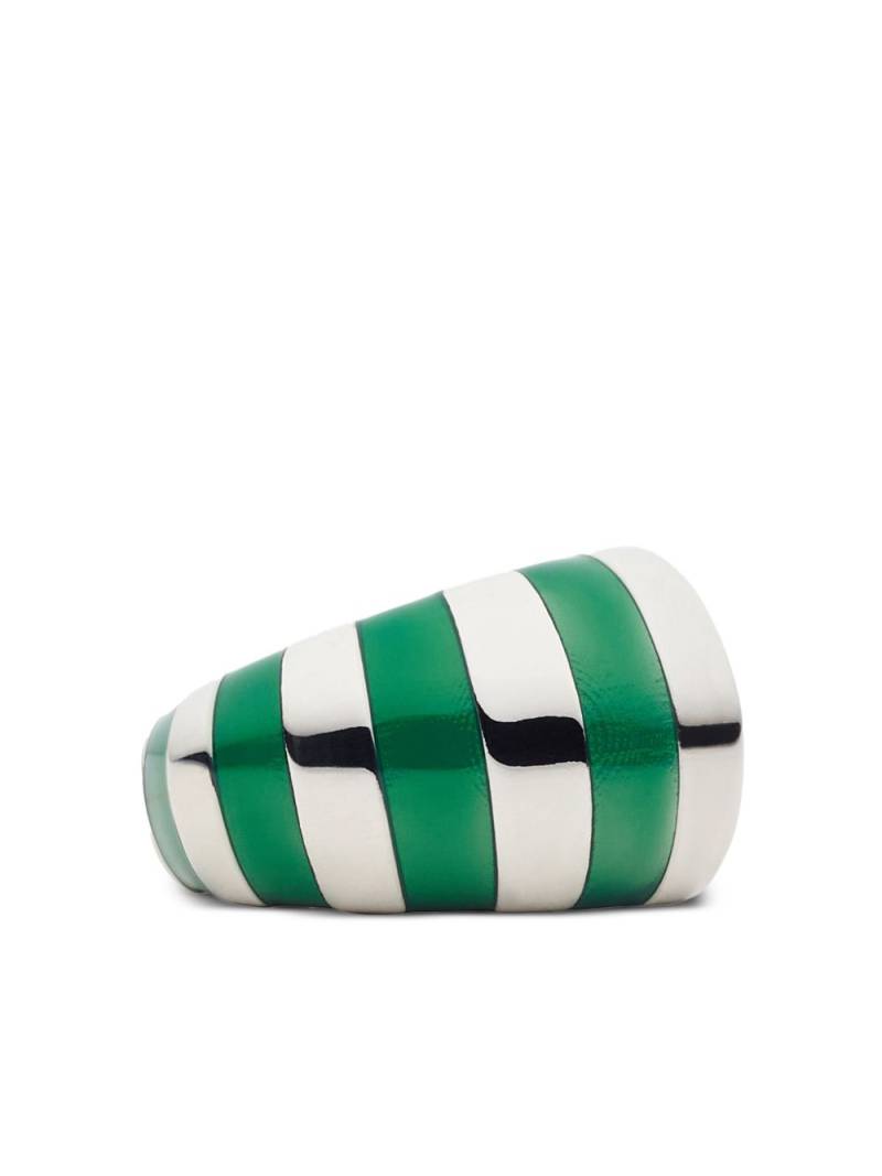 Ferragamo asymmetric enamel-striped ring - Silver von Ferragamo