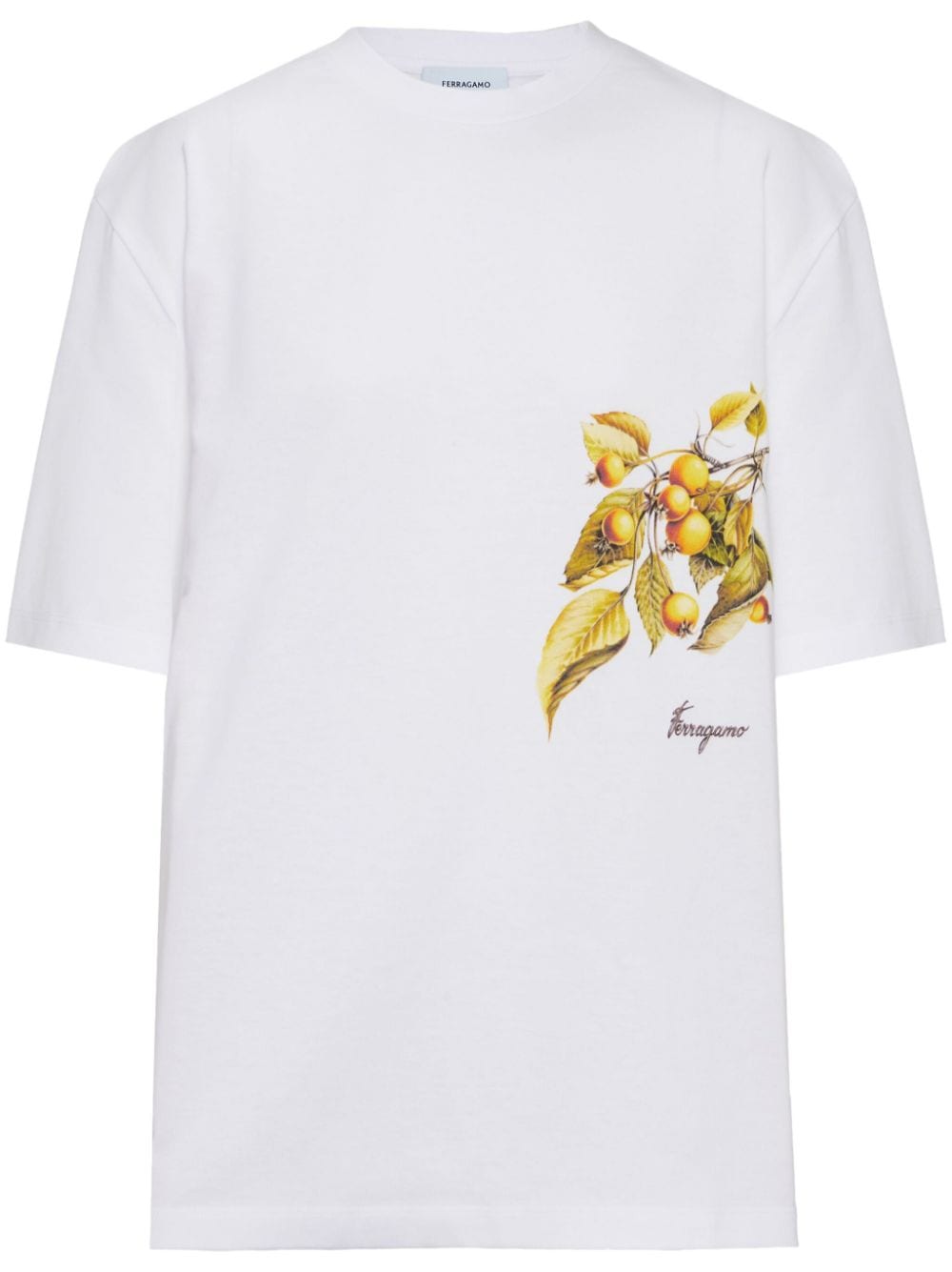 Ferragamo botanical-print cotton T-shirt - White von Ferragamo