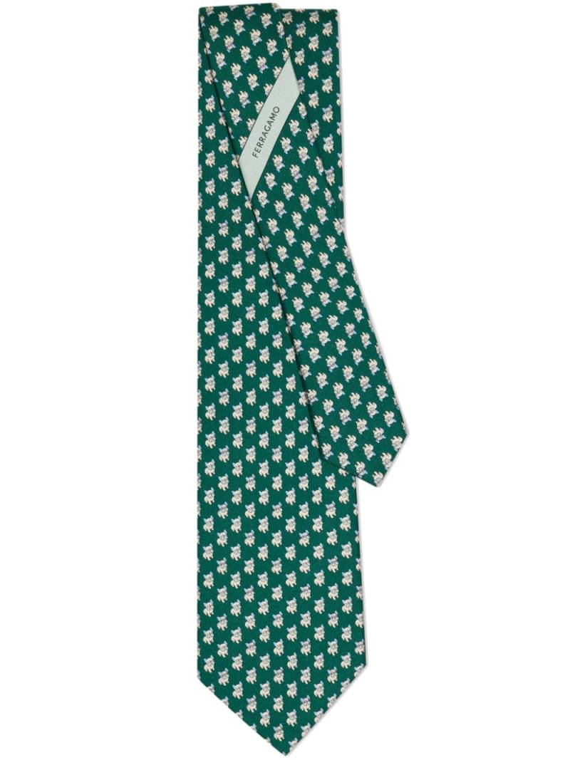 Ferragamo bulldog print tie - Green von Ferragamo