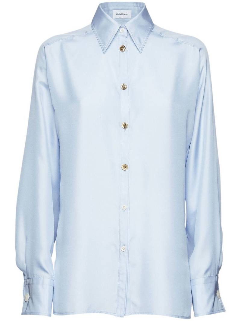 Ferragamo button-front satin shirt - Blue von Ferragamo