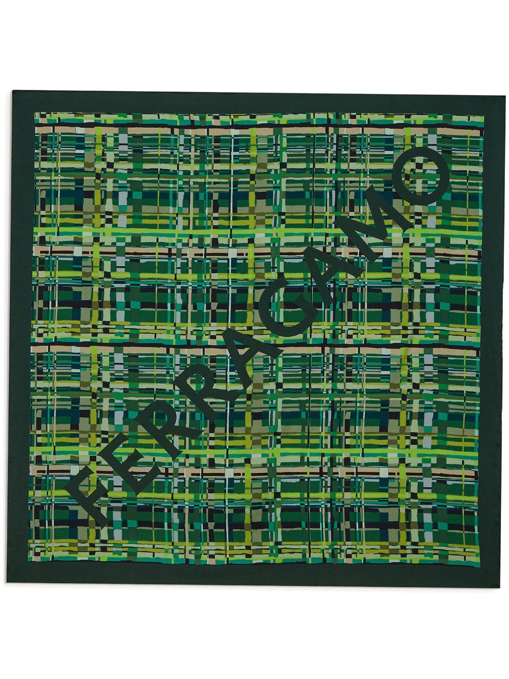 Ferragamo check-print silk foulard scarf - Green von Ferragamo