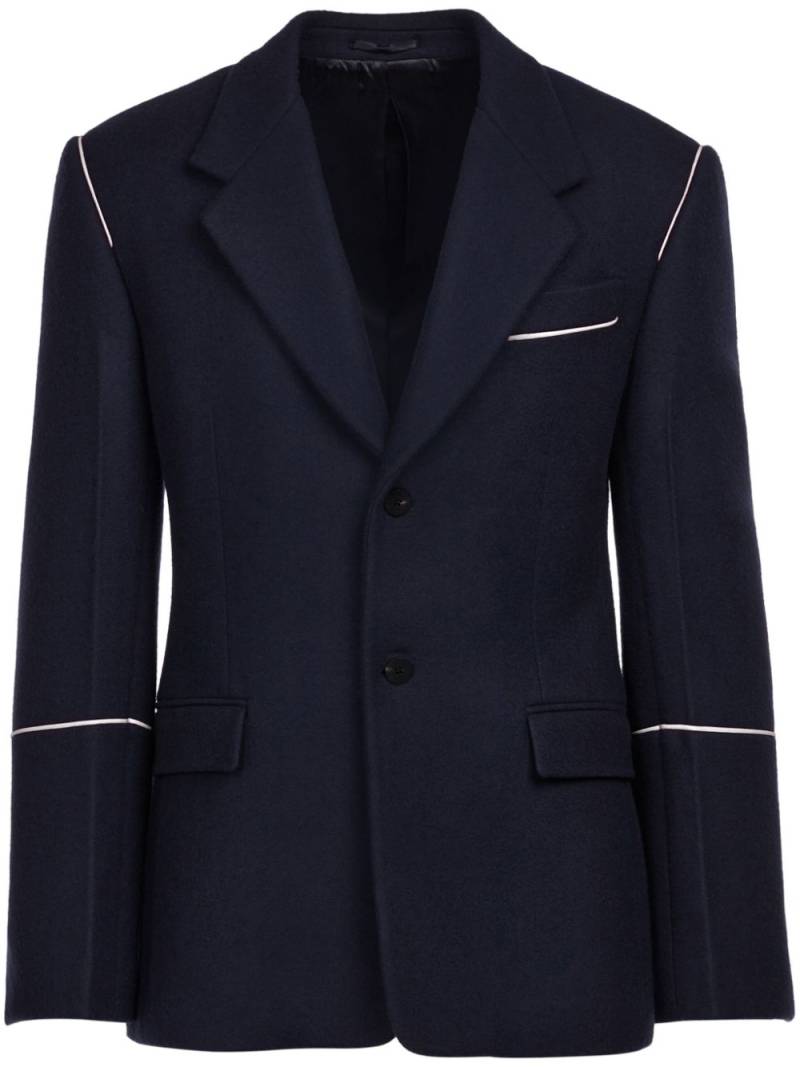 Ferragamo contrast-piping wool single-breasted blazer - Blue von Ferragamo