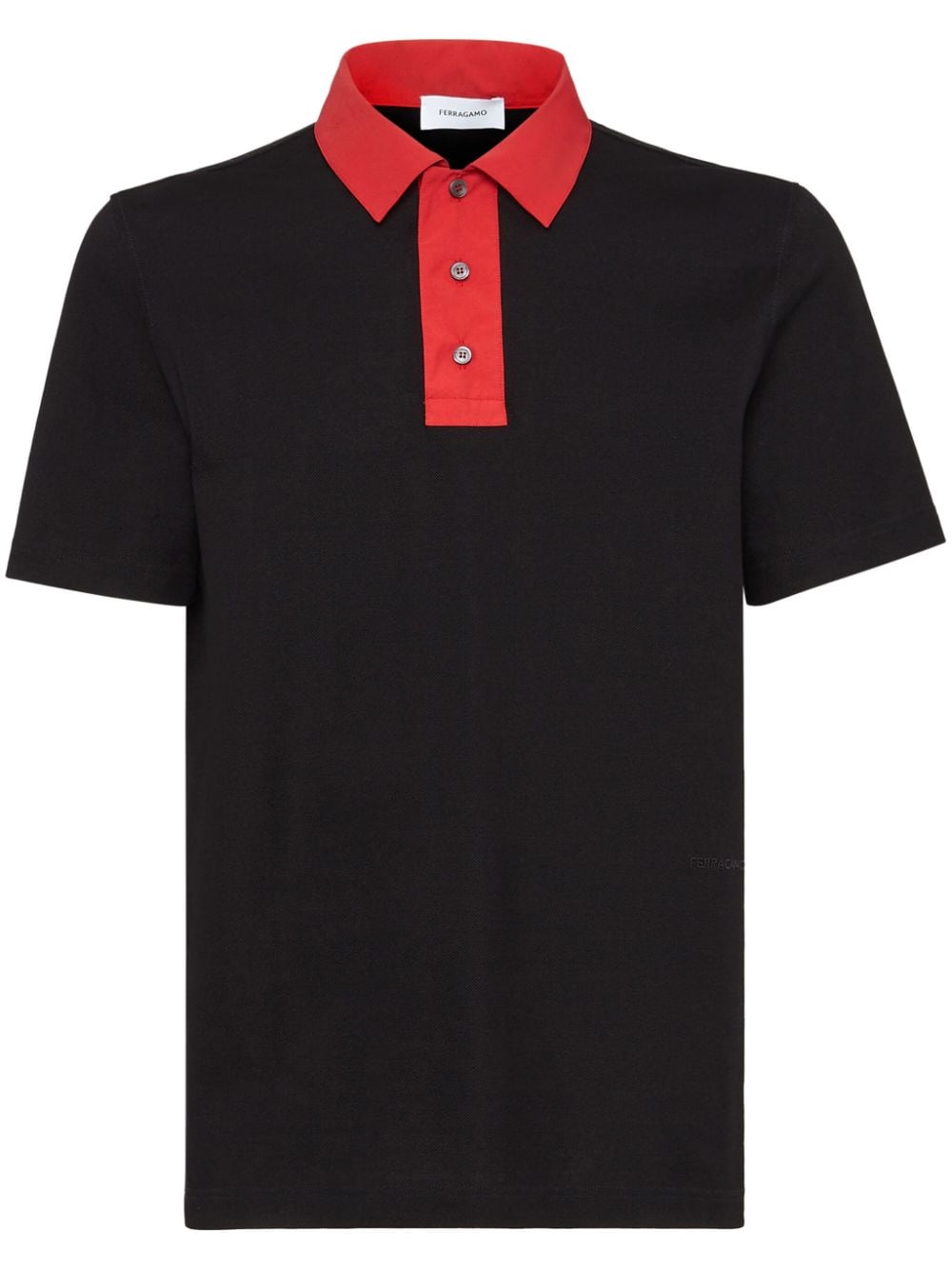 Ferragamo contrasting-collar cotton polo shirt - Black von Ferragamo