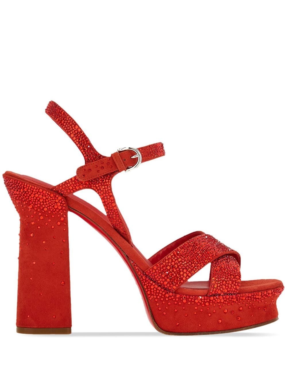 Ferragamo crystal-embellished platform sandals - Red von Ferragamo