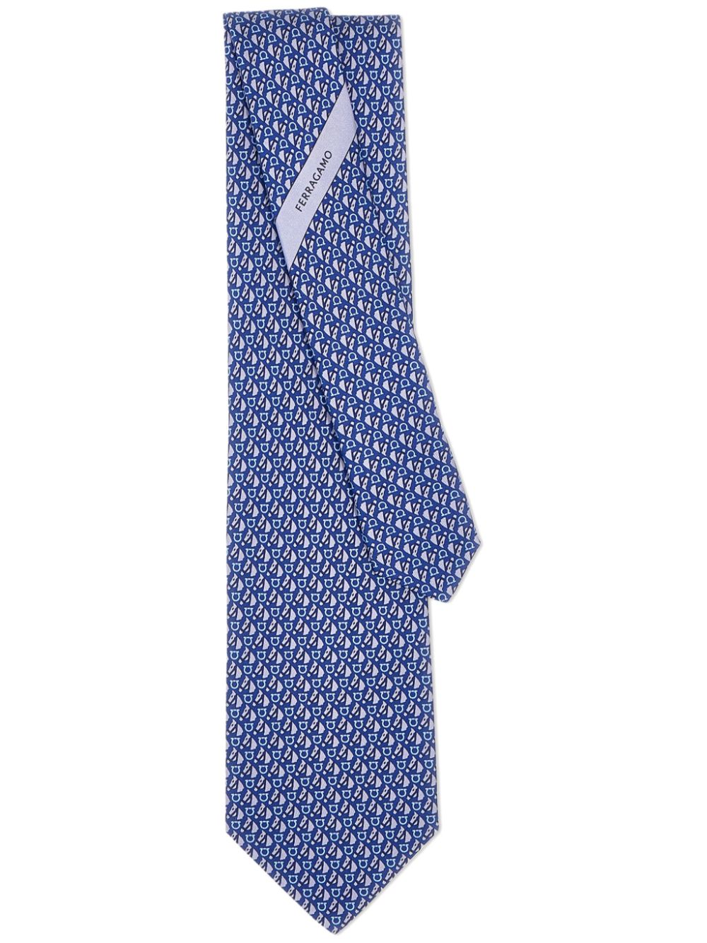 Ferragamo equestrian-print silk tie - Blue von Ferragamo