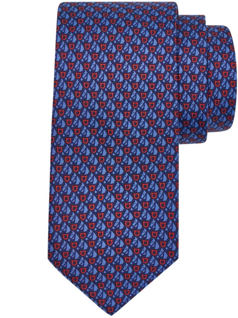 Ferragamo equestrian-print silk tie - Blue von Ferragamo