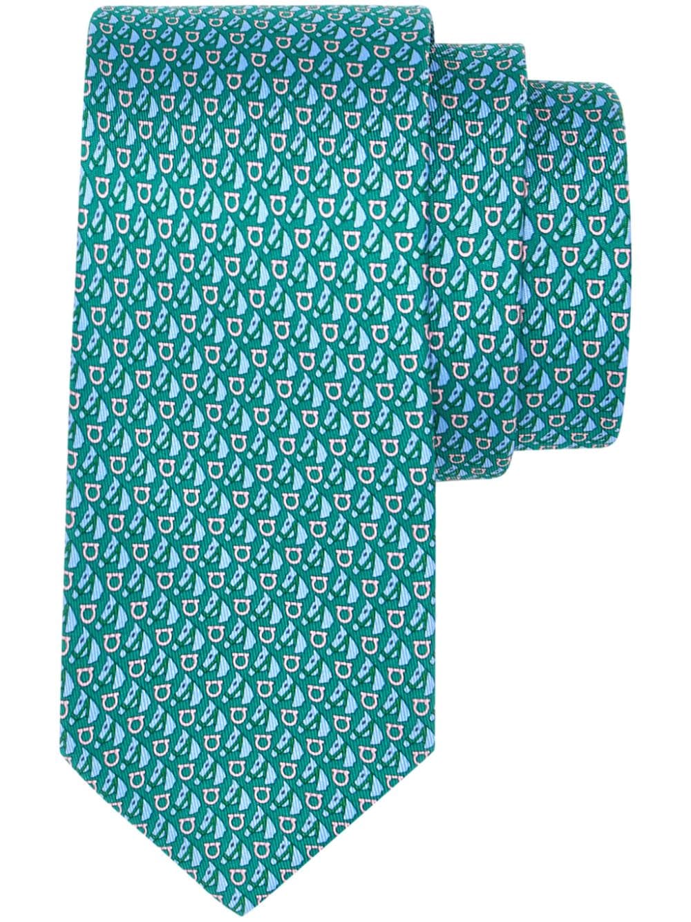 Ferragamo equestrian-print silk tie - Green von Ferragamo