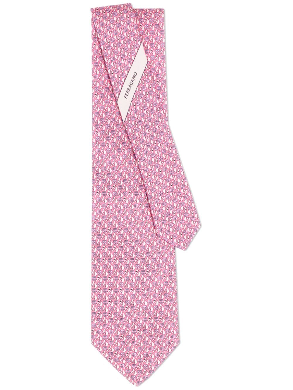 Ferragamo equestrian-print silk tie - Pink von Ferragamo