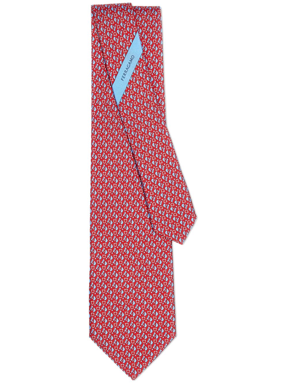 Ferragamo equestrian-print silk tie - Red von Ferragamo