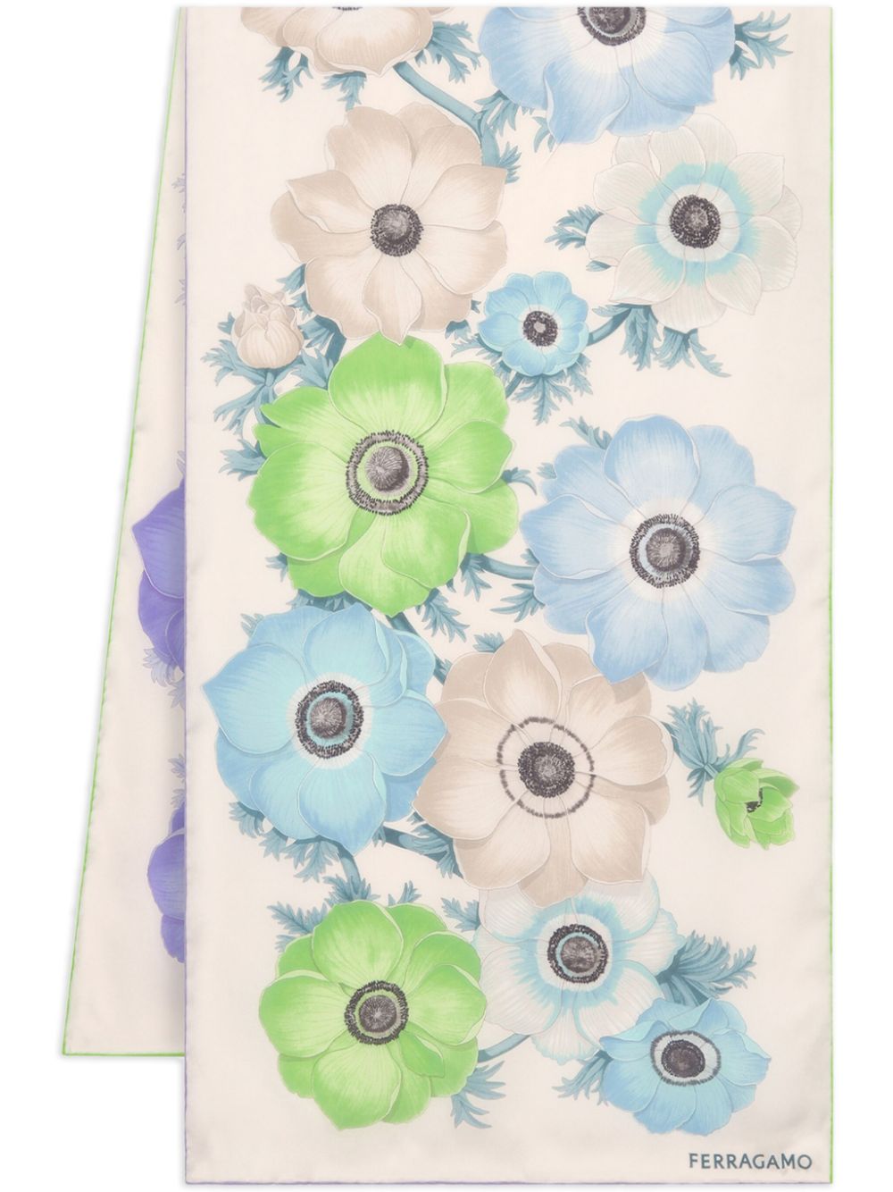 Ferragamo floral-print silk scarf - White von Ferragamo