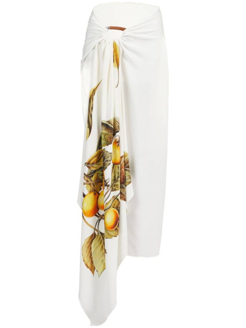 Ferragamo fruit-print draped skirt - White von Ferragamo