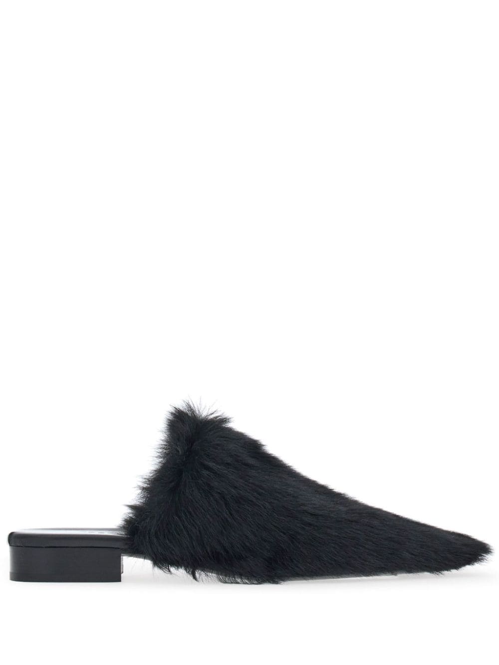 Ferragamo fur pointed-toe slippers - Black von Ferragamo