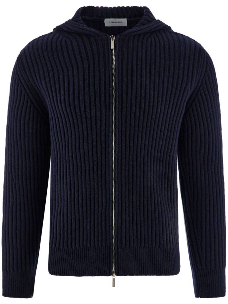 Ferragamo hooded wool cardigan - Blue von Ferragamo