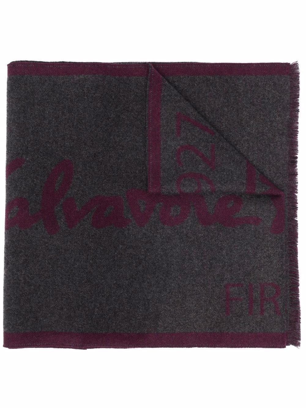 Ferragamo intarsia-knit logo cashmere scarf - Grey von Ferragamo
