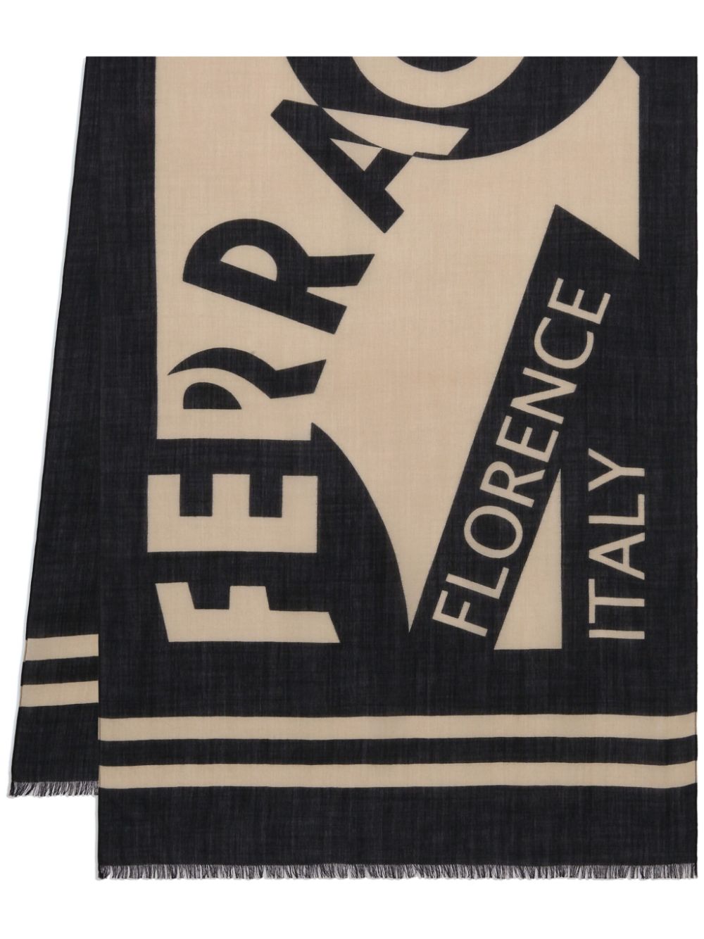 Ferragamo intarsia knit-logo wool scarf - Black von Ferragamo