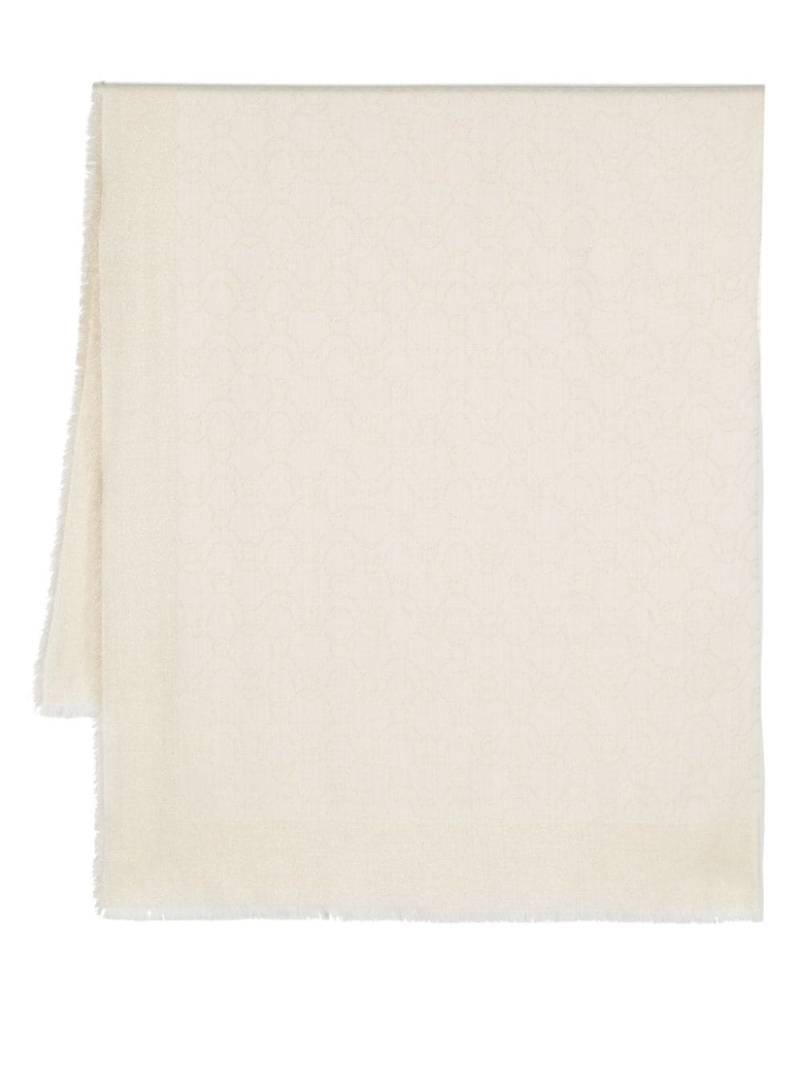 Ferragamo jacquard-logo lurex scarf - Neutrals von Ferragamo