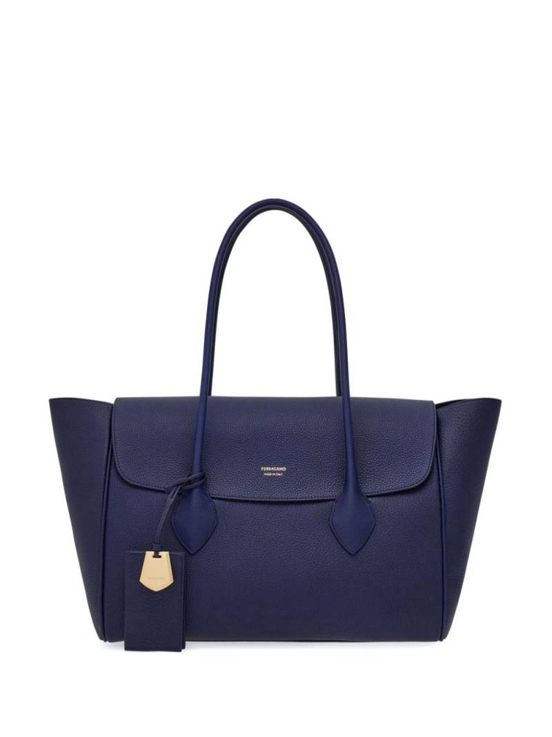 Ferragamo large East-West leather tote bag - Blue von Ferragamo