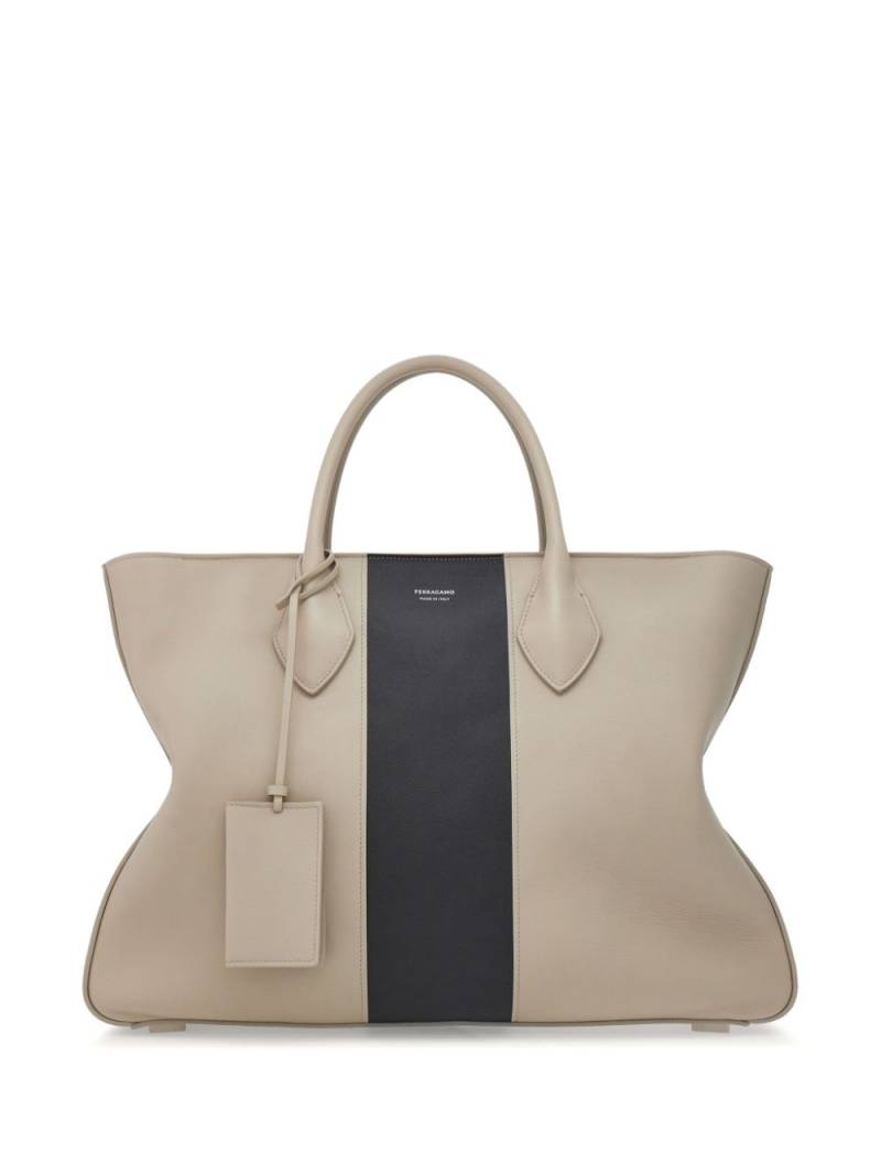 Ferragamo large leather tote bag - Grey von Ferragamo