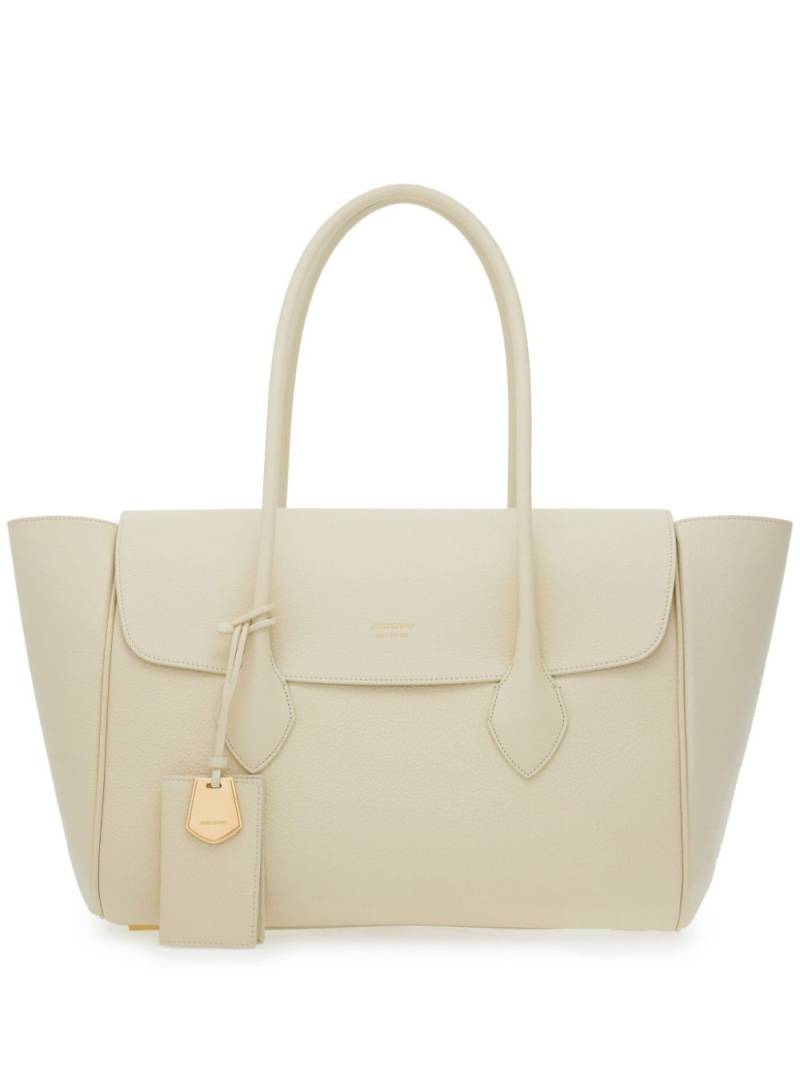 Ferragamo logo-plaque leather tote bag - White von Ferragamo