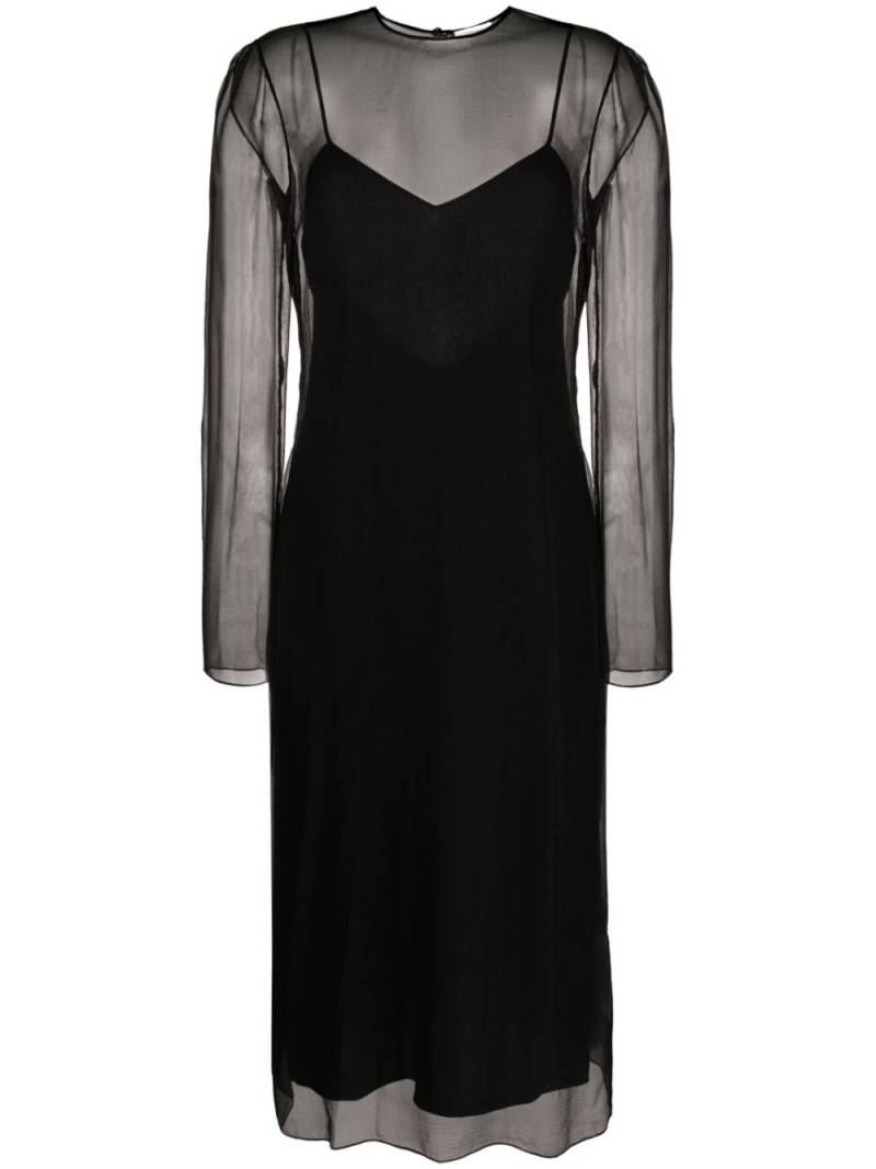 Ferragamo layered semi-sheer silk midi dress - Black von Ferragamo