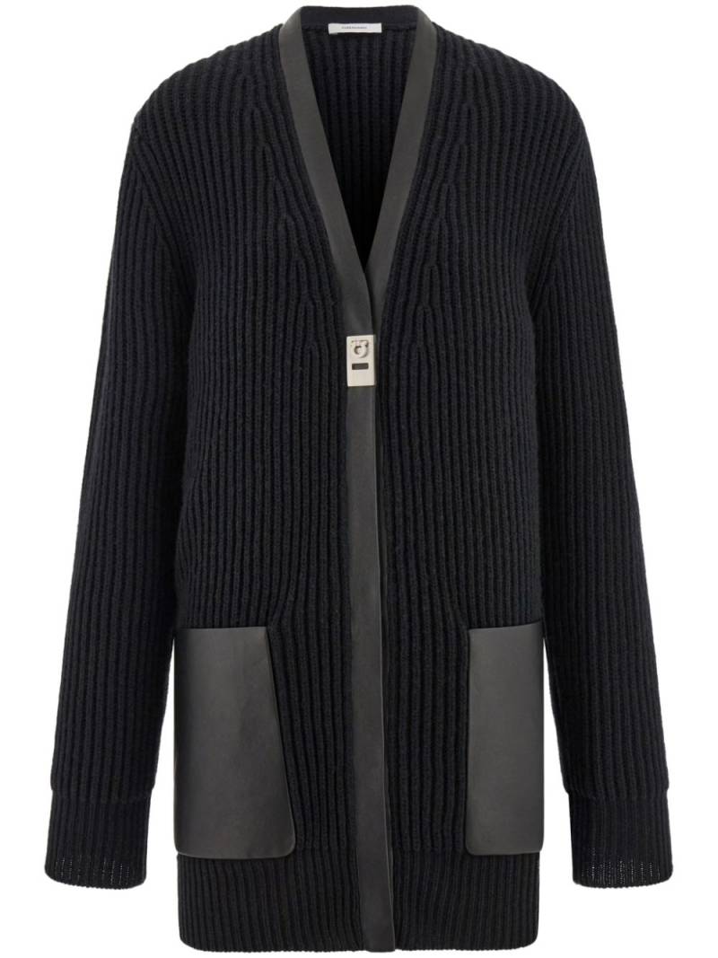 Ferragamo leather-trimmed cardigan - Black von Ferragamo