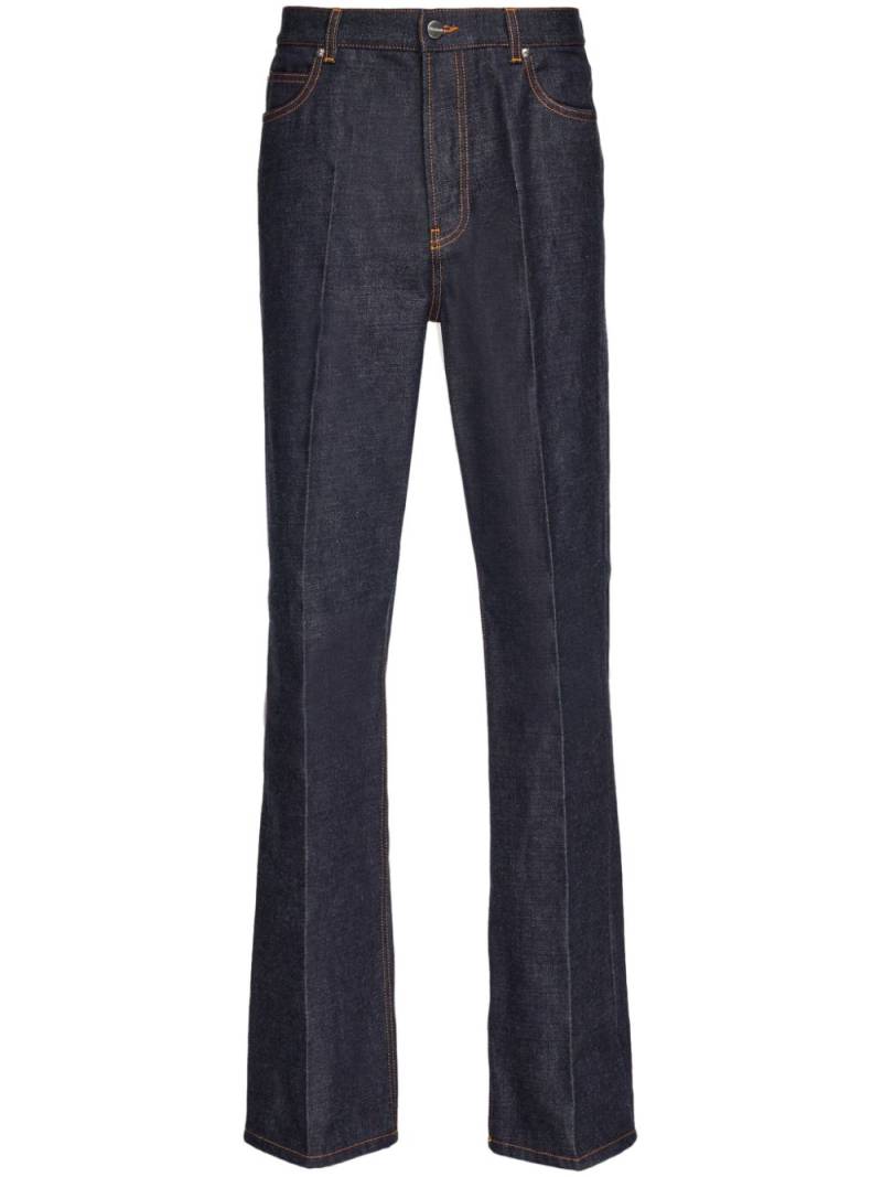 Ferragamo logo-appliqué contrast-stitching straight-leg jeans - Blue von Ferragamo