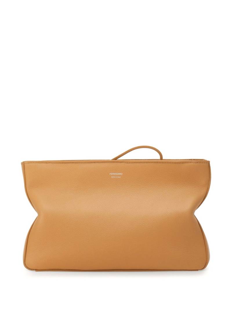 Ferragamo logo-debossed clutch bag - Neutrals von Ferragamo