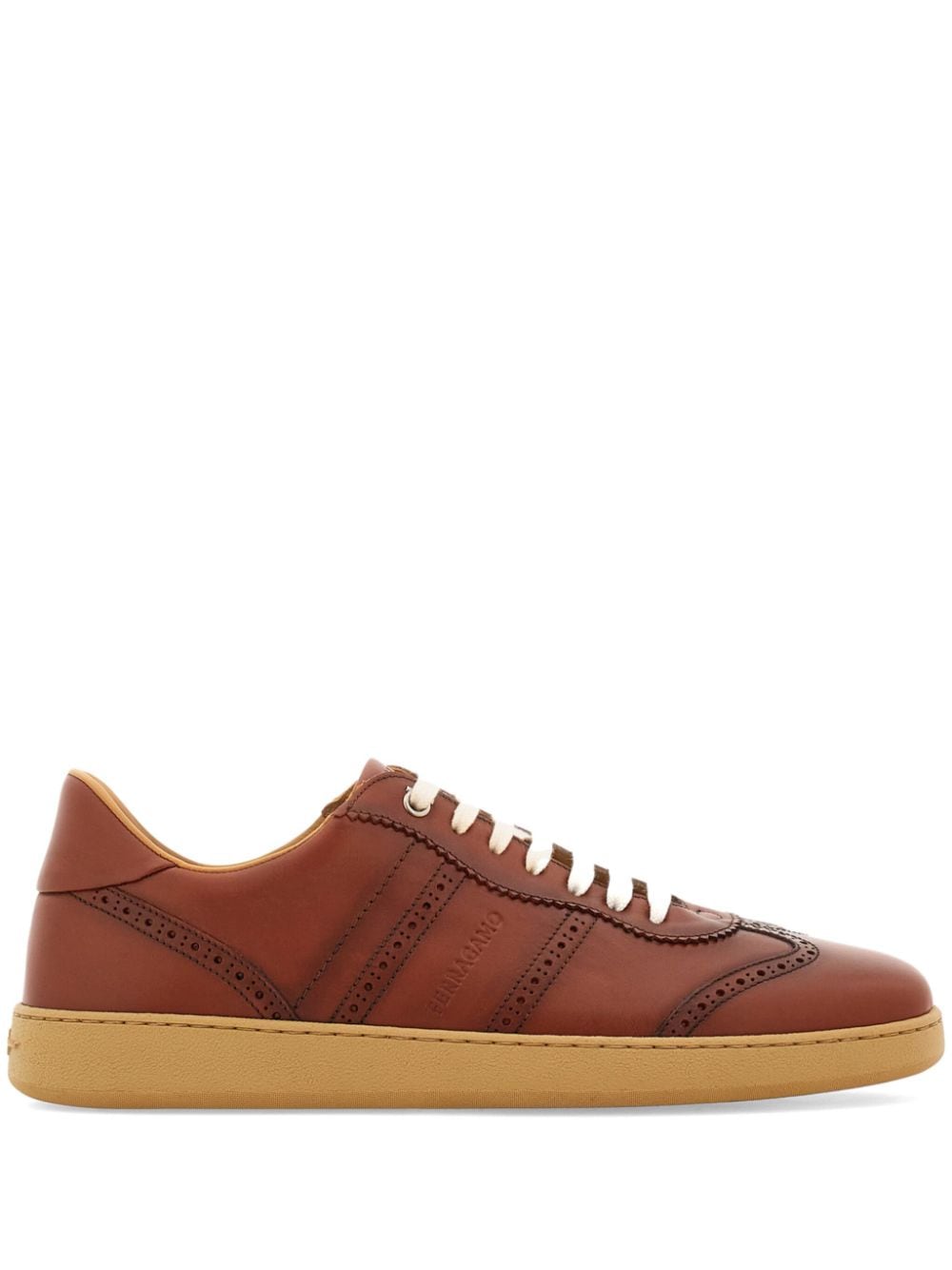 Ferragamo logo-debossed leather sneakers - Brown von Ferragamo