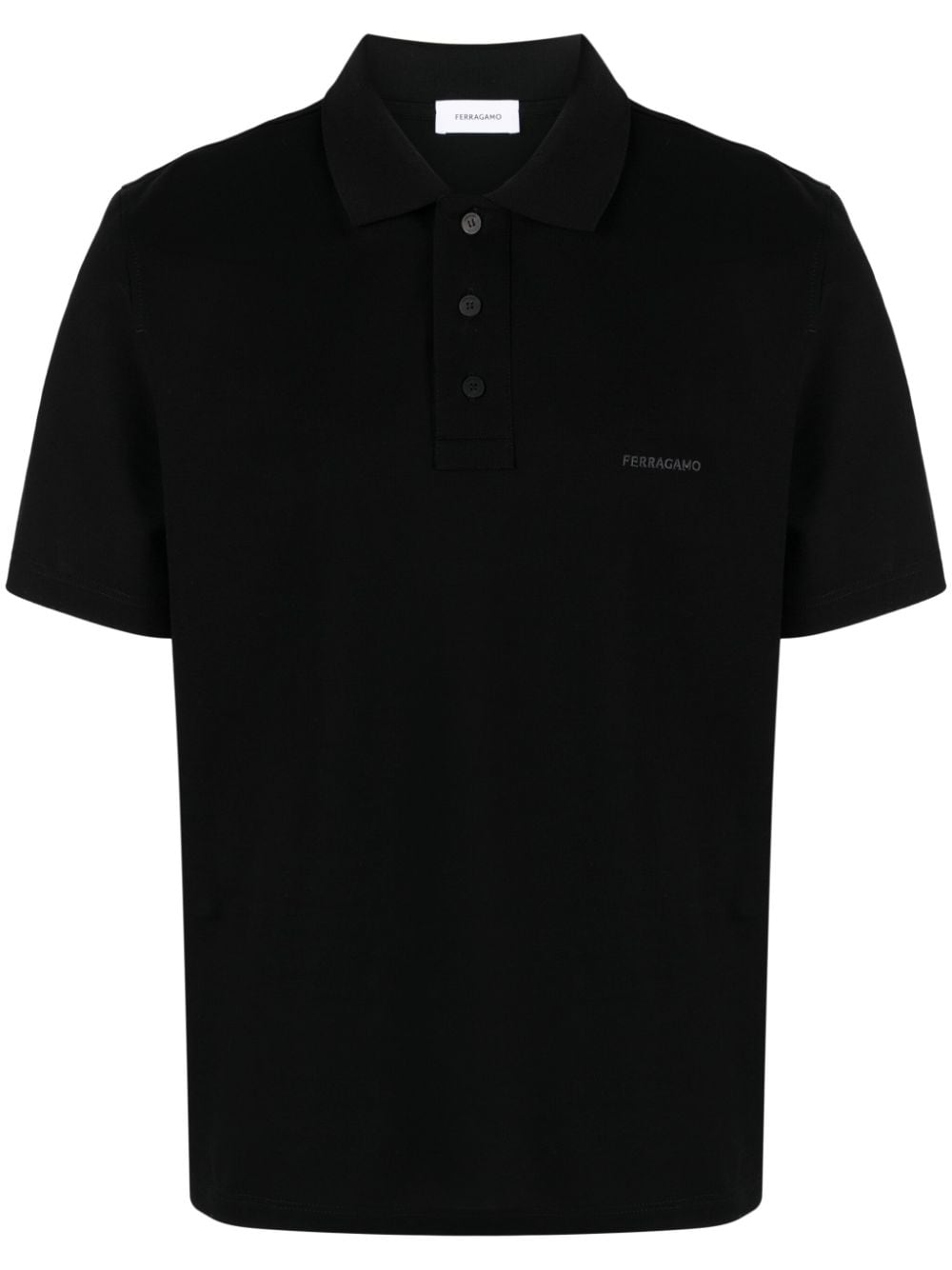Ferragamo logo-embroidered cotton polo shirt - Black von Ferragamo