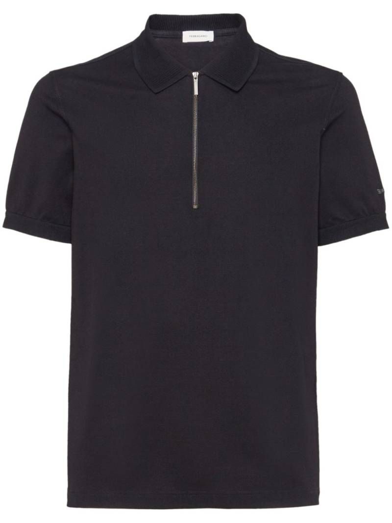 Ferragamo logo-embroidered cotton polo shirt - Black von Ferragamo