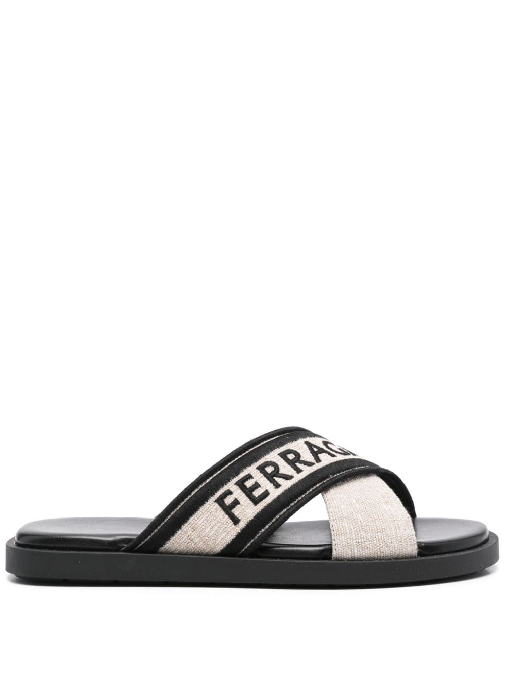 Ferragamo logo-embroidered crossover-strap sandals - Black von Ferragamo