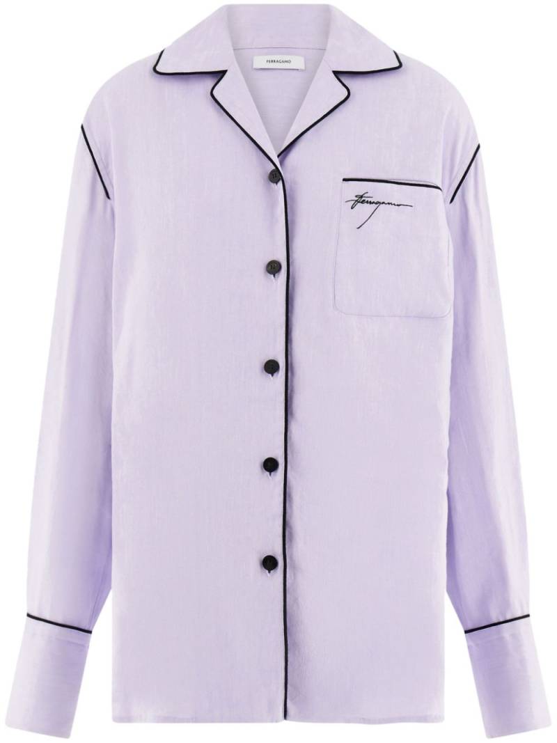 Ferragamo logo-embroidered pyjama shirt - Purple von Ferragamo