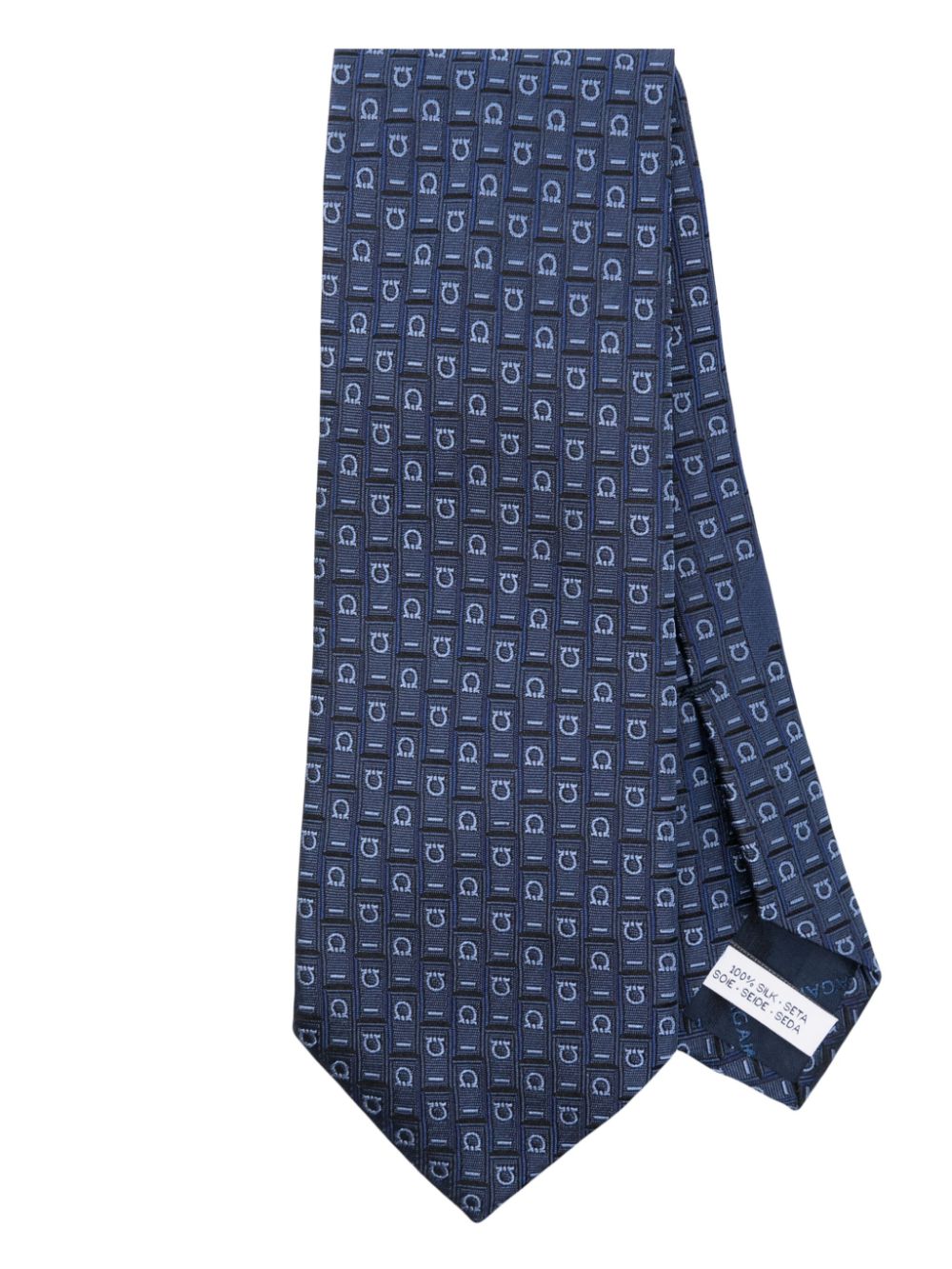 Ferragamo logo-embroidered silk tie - Blue von Ferragamo