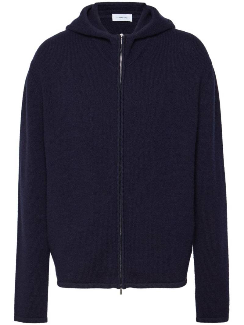 Ferragamo logo-engraved cashmere-blend jacket - Blue von Ferragamo