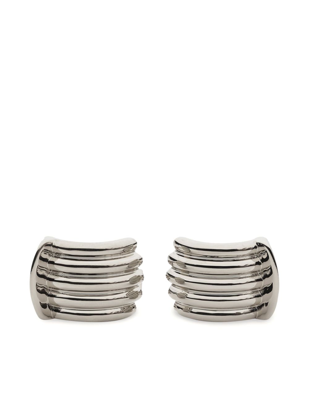 Ferragamo logo-engraved ribbed cufflinks - Silver von Ferragamo